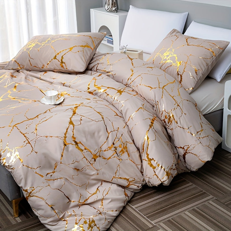 3pcs Super Soft Breathable Duvet Cover Set - High-Grade Bronzing Texture, 1 Duvet Cover + 2 Pillowcases, Ideal for All-Season Home Dormitory Use